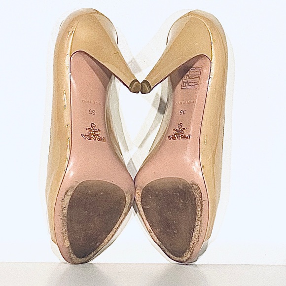 Prada Patent Leather Peep Toe Heel Nude - Picture 8 of 16